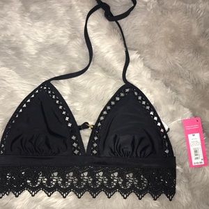 Black crochet swim top
